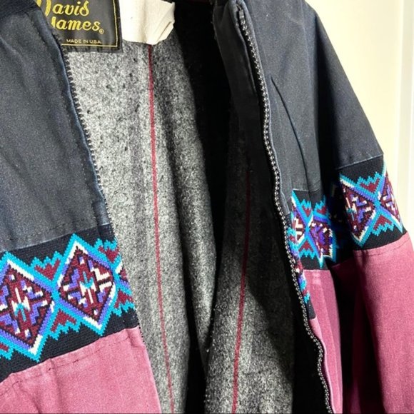 Vintage Davis James Native Print Distressed Bomber - Picture 3 of 8